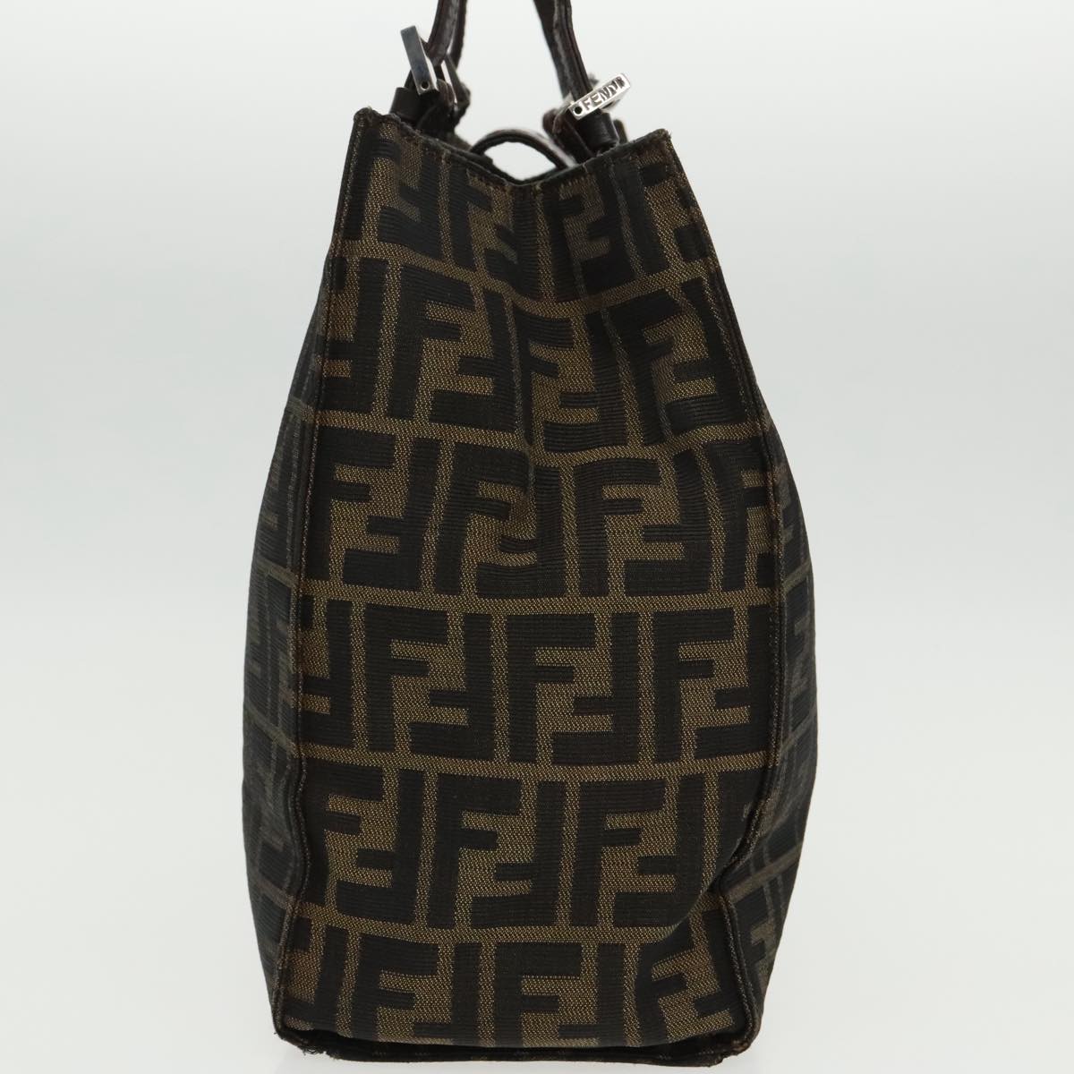 FENDI Zucca Canvas Mamma Baguette Shoulder Bag Black Brown Silver 96636