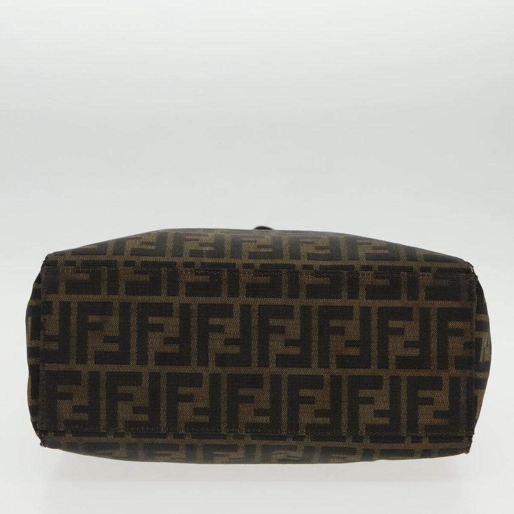 FENDI Zucca Canvas Mamma Baguette Shoulder Bag Black Brown Silver 96636