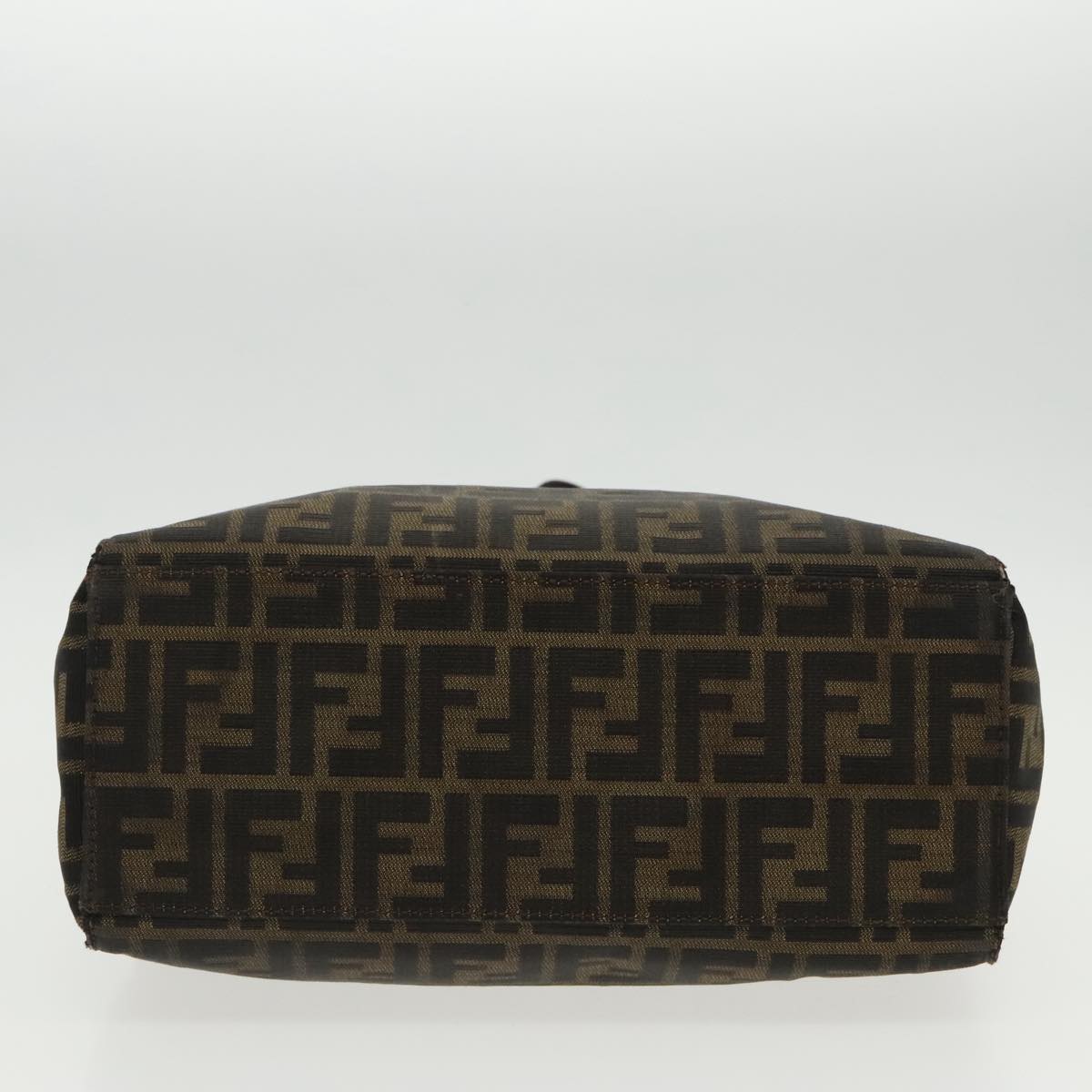 FENDI Zucca Canvas Mamma Baguette Shoulder Bag Black Brown Silver 96636