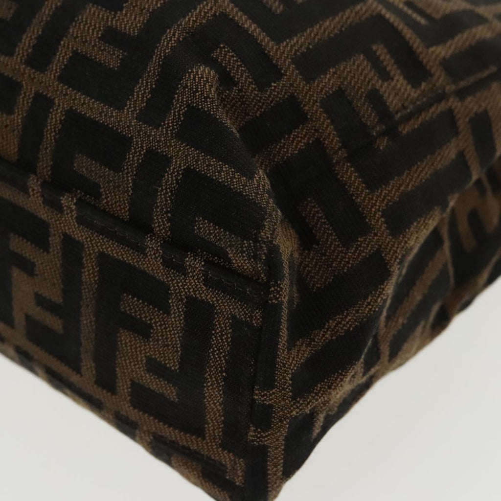 FENDI Zucca Canvas Hand Bag Brown Black Silver 96637