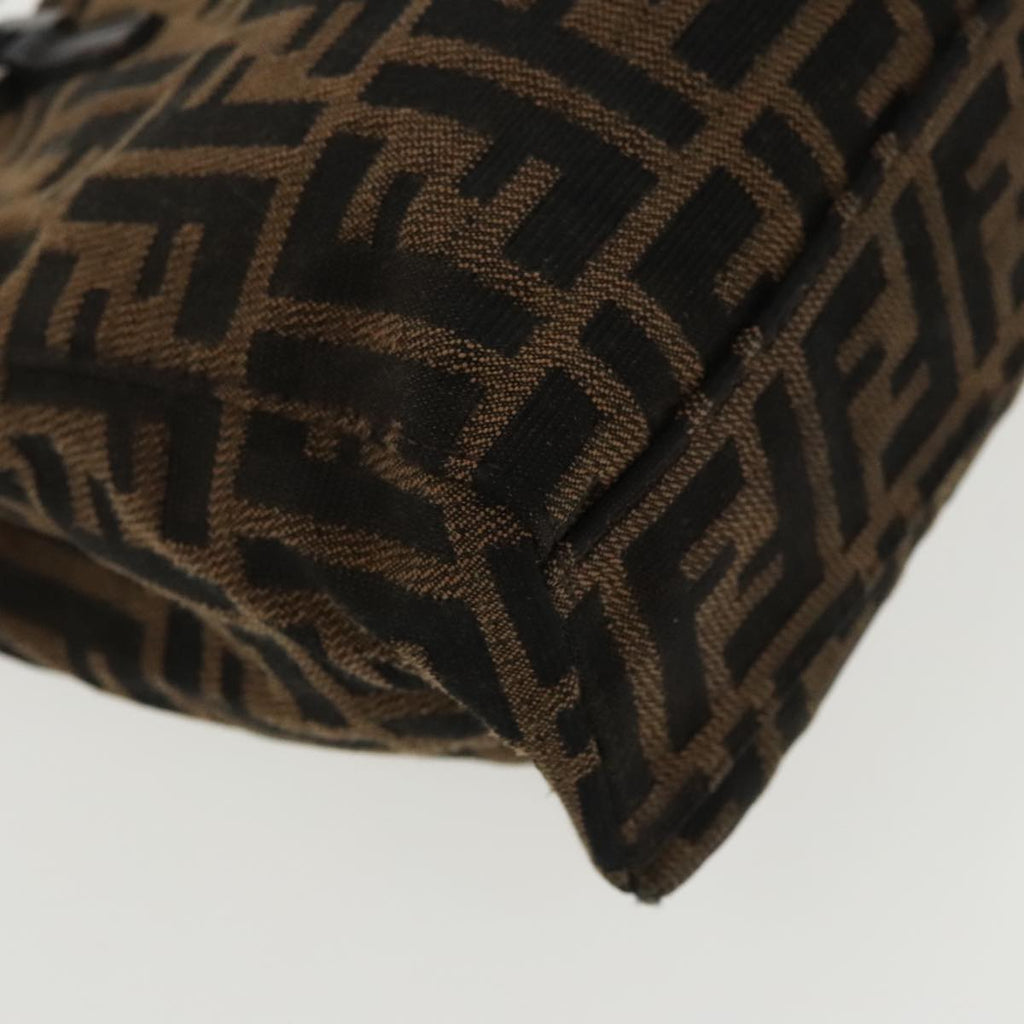 FENDI Zucca Canvas Hand Bag Brown Black Silver 96637