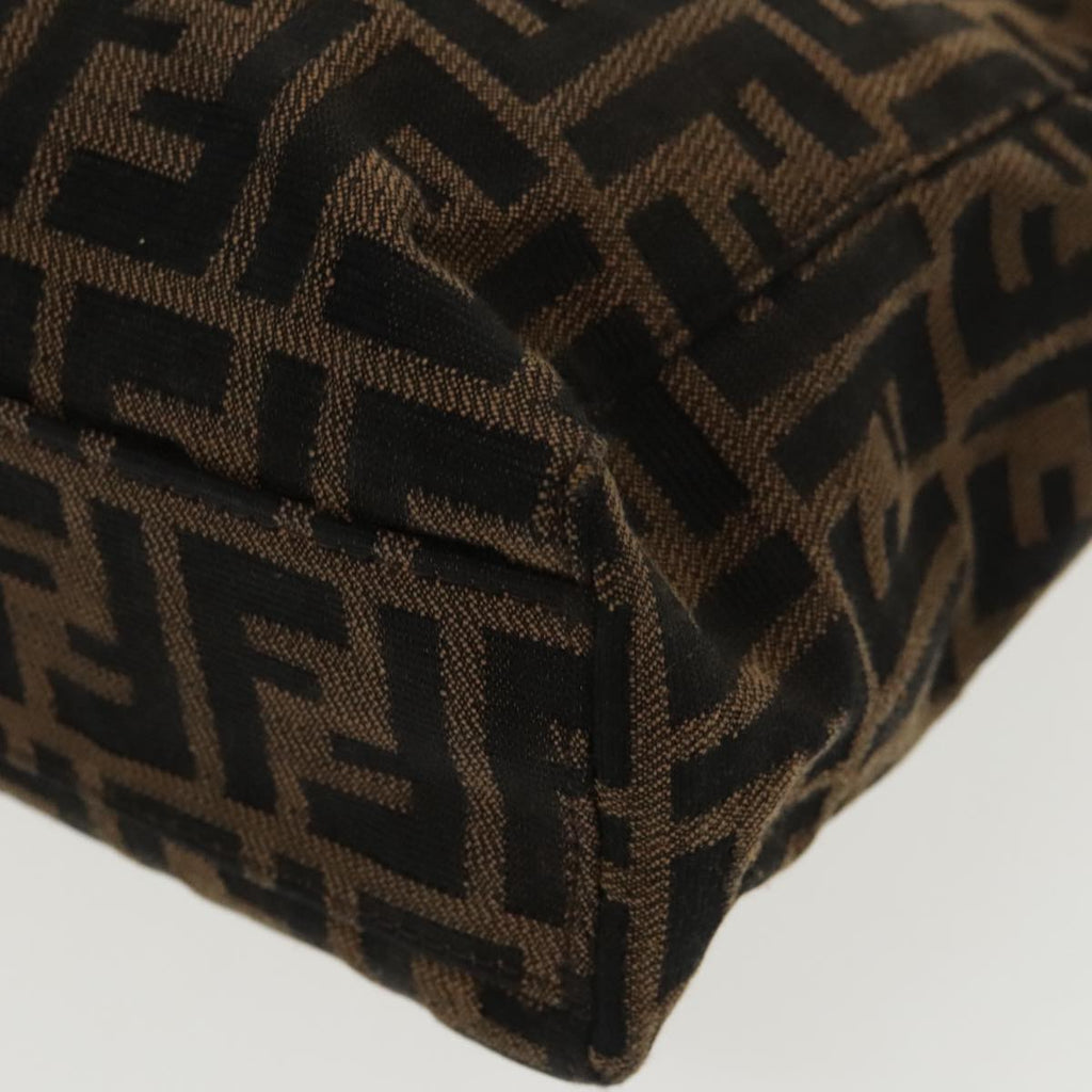 FENDI Zucca Canvas Hand Bag Brown Black Silver 96637