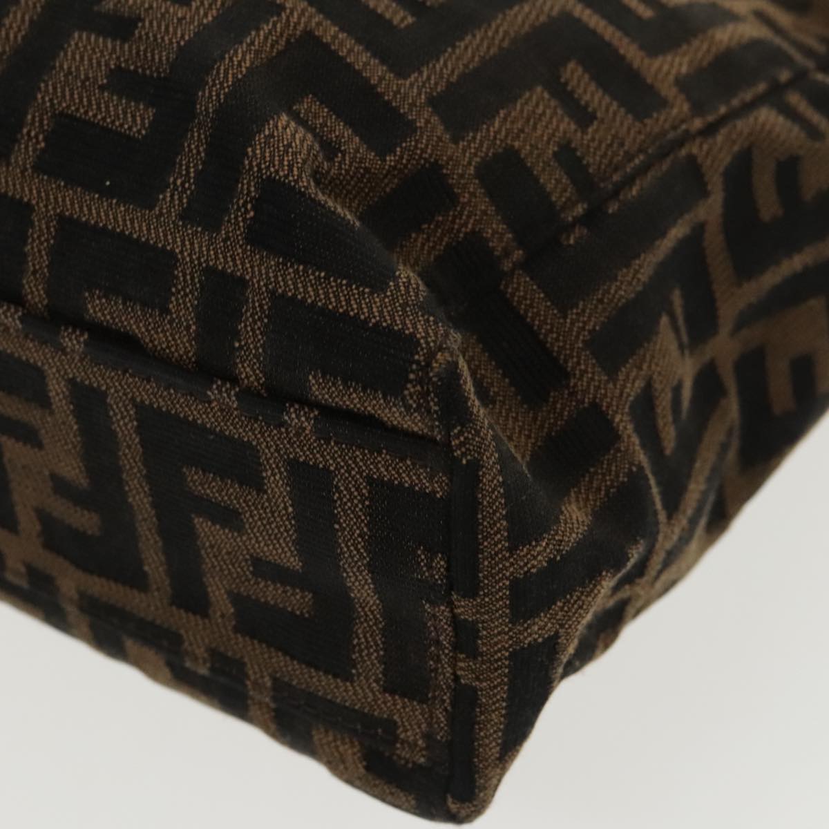 FENDI Zucca Canvas Hand Bag Brown Black Silver 96637