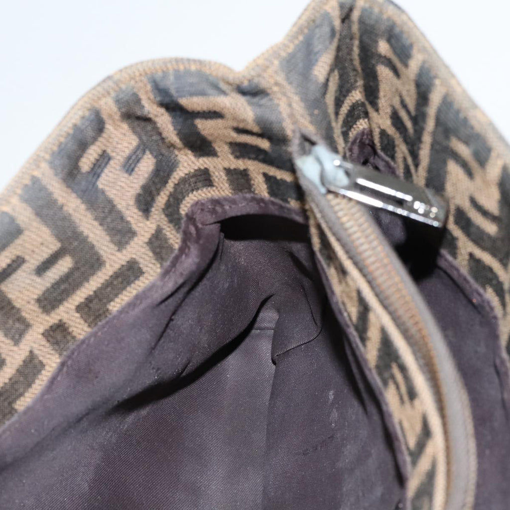 FENDI Zucca Canvas Hand Bag Brown Black Silver 96637