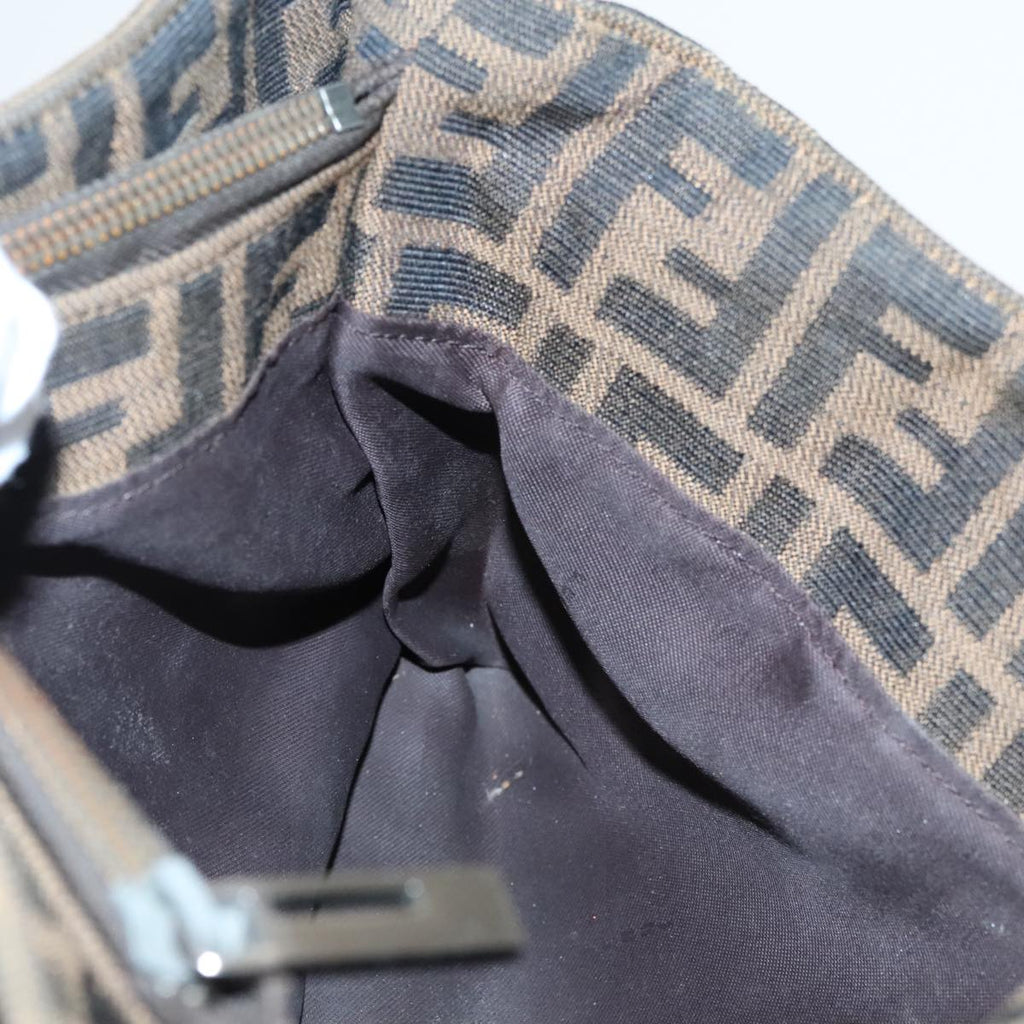 FENDI Zucca Canvas Hand Bag Brown Black Silver 96637