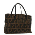 FENDI Zucca Canvas Hand Bag Brown Black Silver 96637