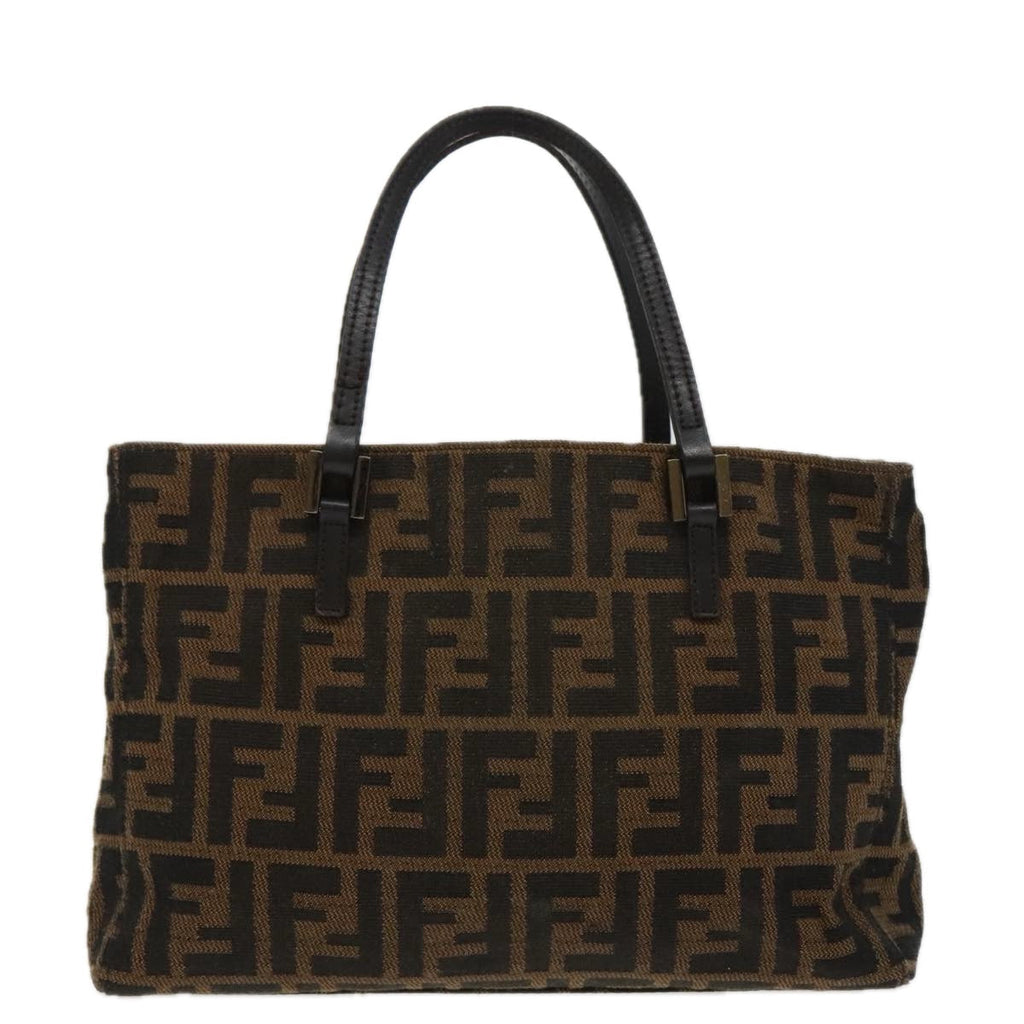 FENDI Zucca Canvas Hand Bag Brown Black Silver 96637