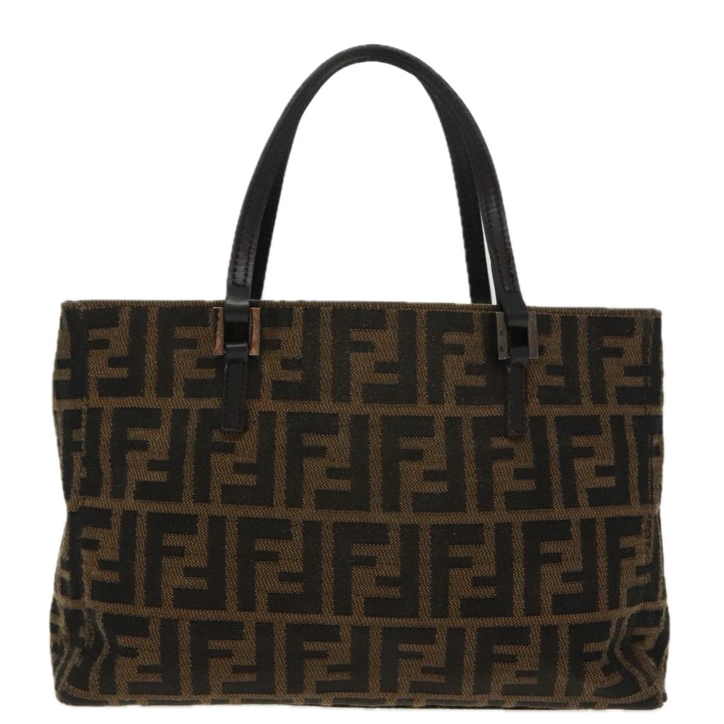 FENDI Zucca Canvas Hand Bag Brown Black Silver 96637