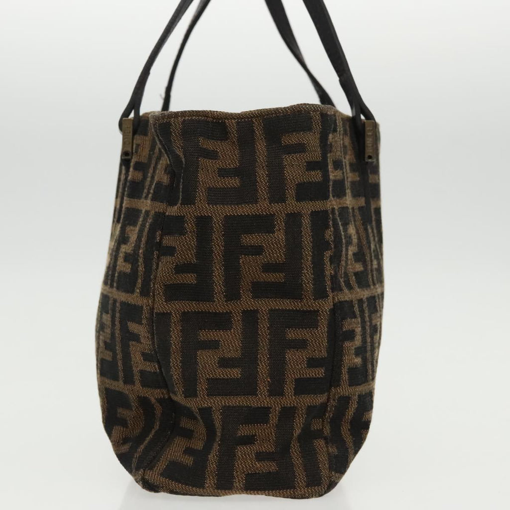 FENDI Zucca Canvas Hand Bag Brown Black Silver 96637