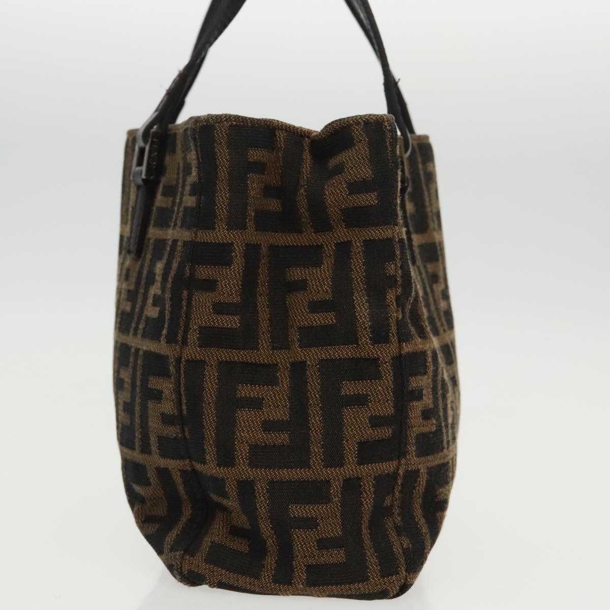 FENDI Zucca Canvas Hand Bag Brown Black Silver 96637