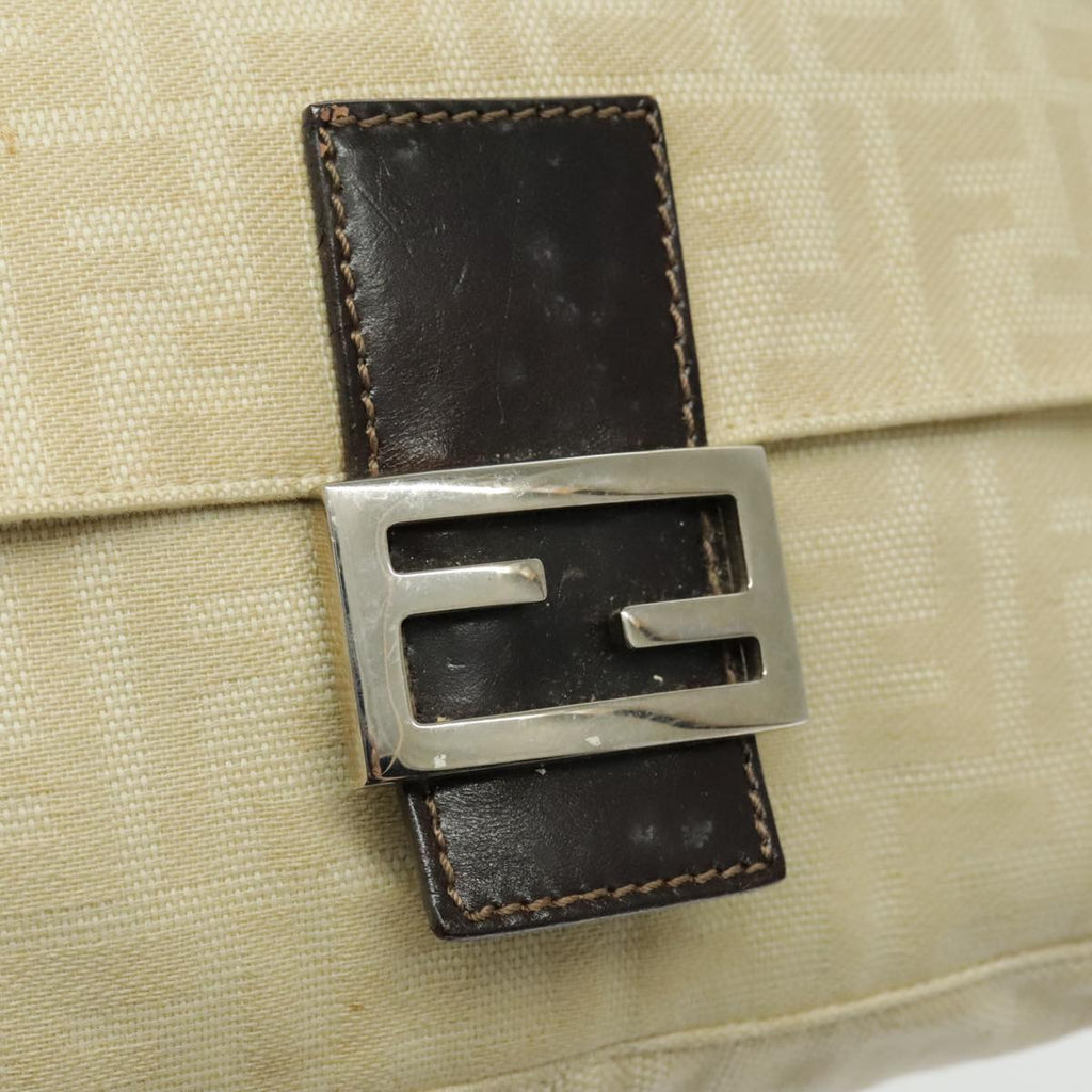 FENDI Zucca Canvas Mamma Baguette Shoulder Bag Beige 96676