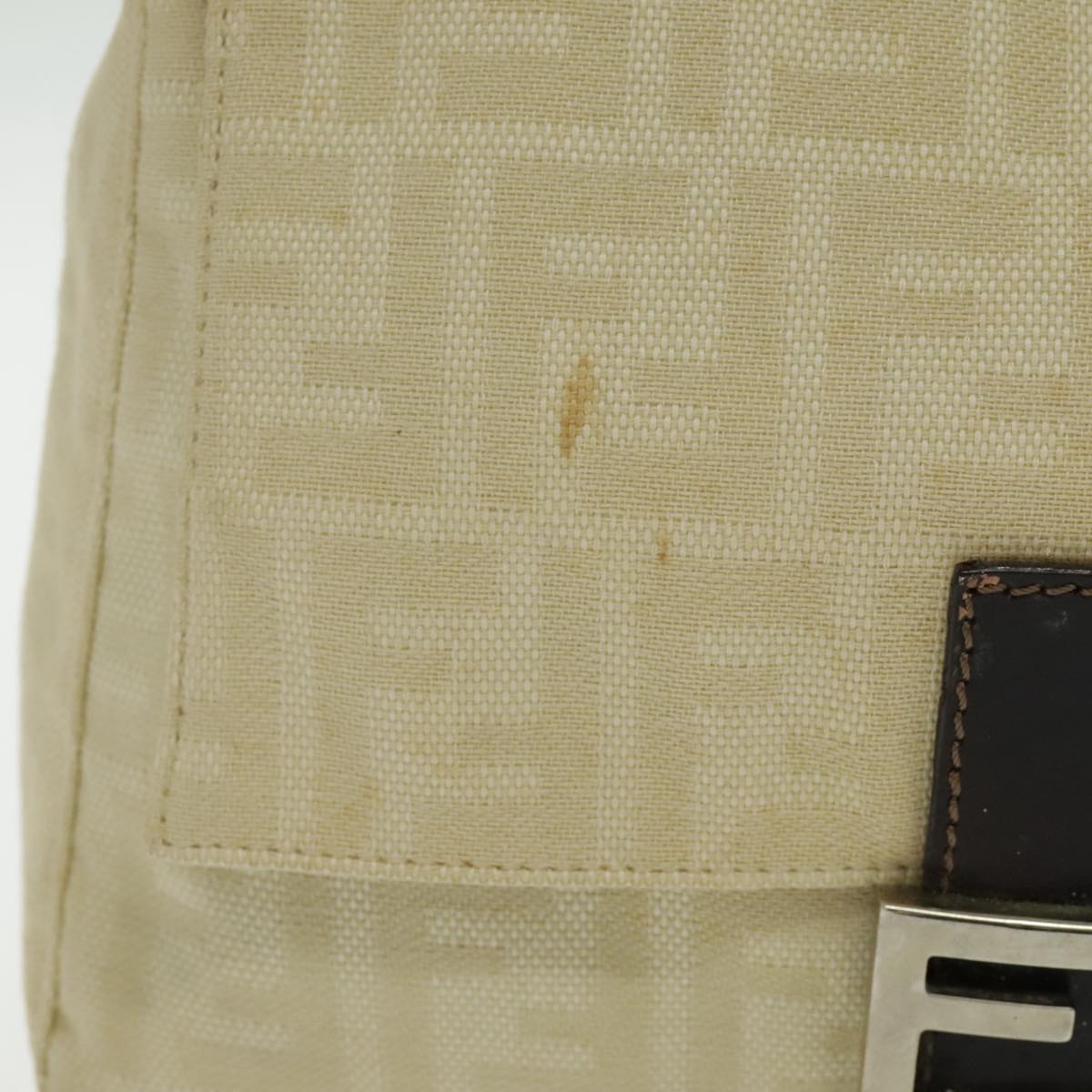 FENDI Zucca Canvas Mamma Baguette Shoulder Bag Beige 96676