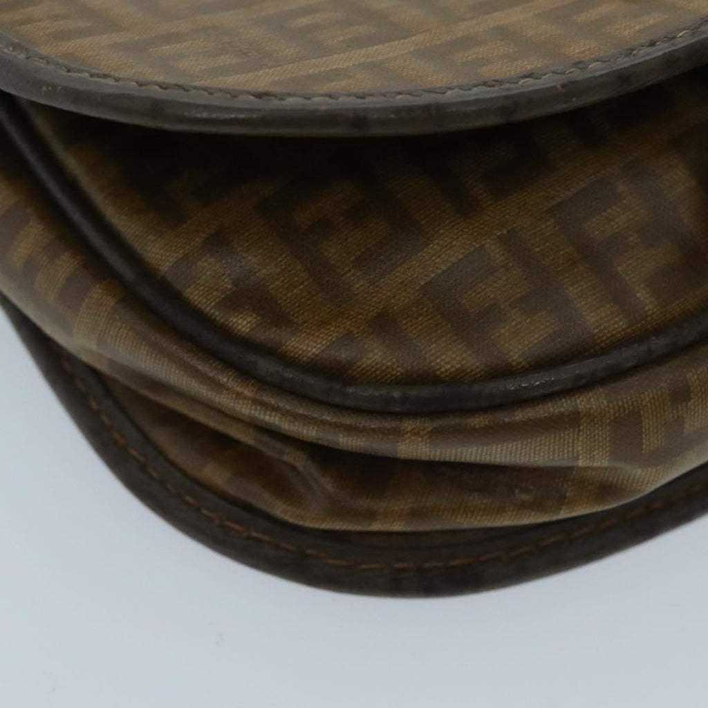 FENDI Zucchino Canvas Shoulder Bag Brown 96678