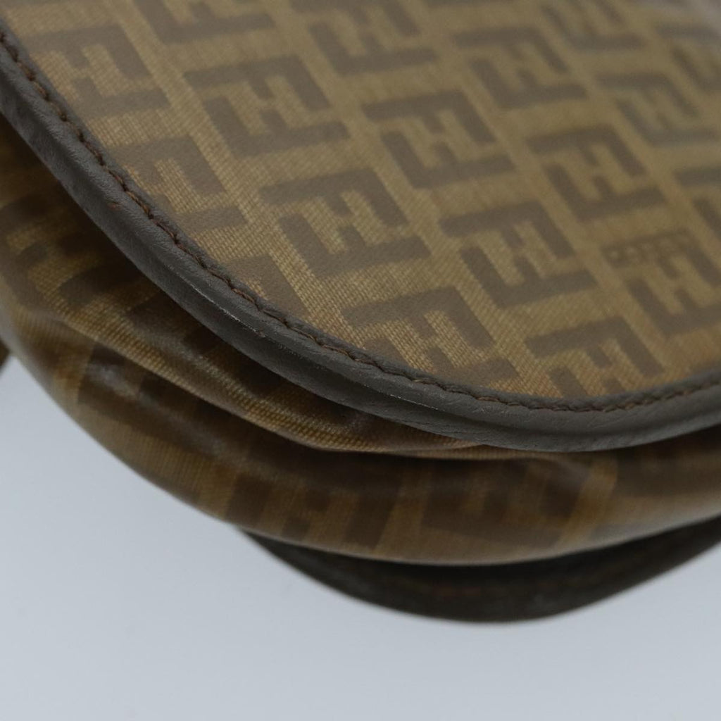 FENDI Zucchino Canvas Shoulder Bag Brown 96678