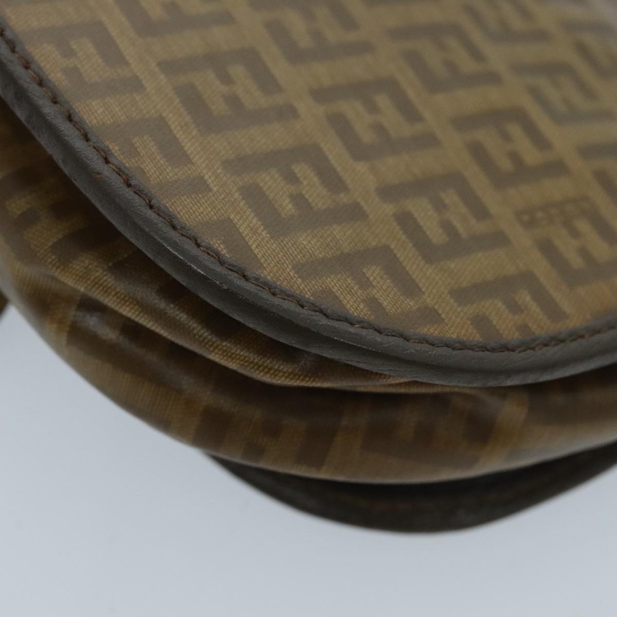 FENDI Zucchino Canvas Shoulder Bag Brown 96678