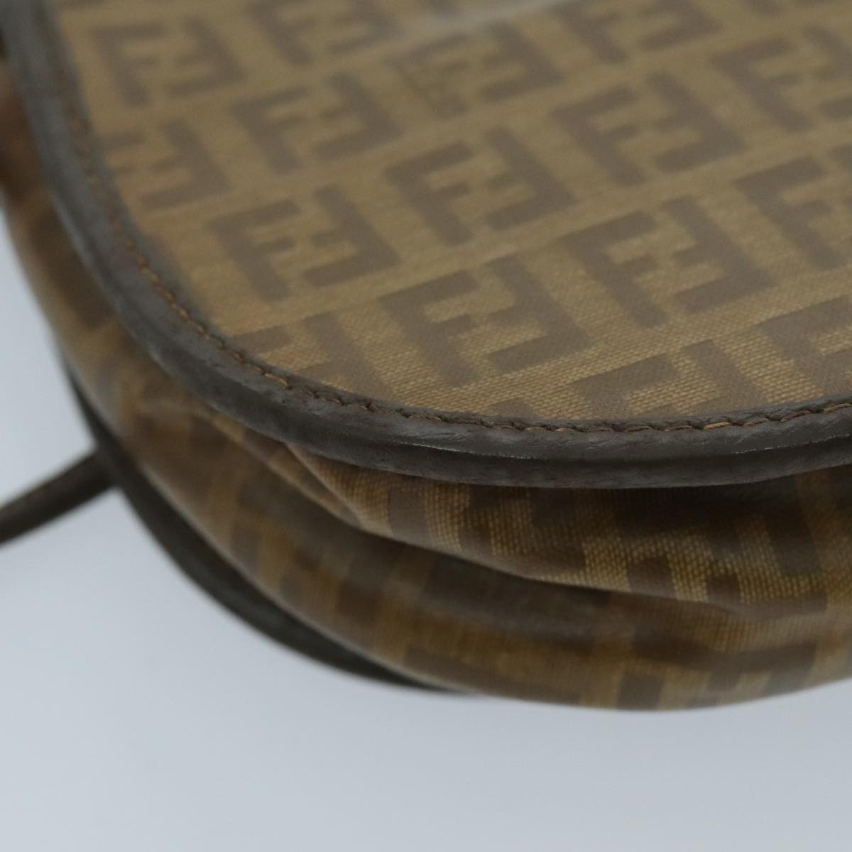 FENDI Zucchino Canvas Shoulder Bag Brown 96678