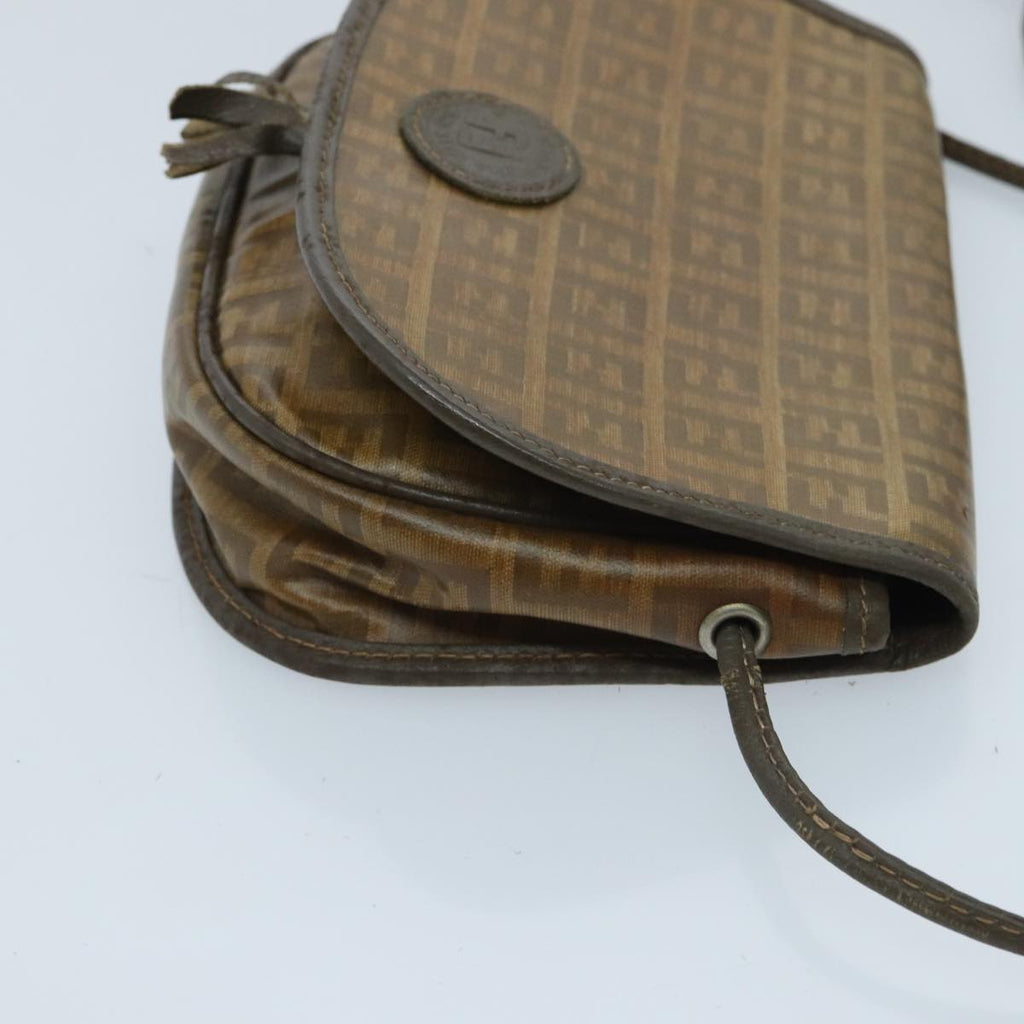 FENDI Zucchino Canvas Shoulder Bag Brown 96678