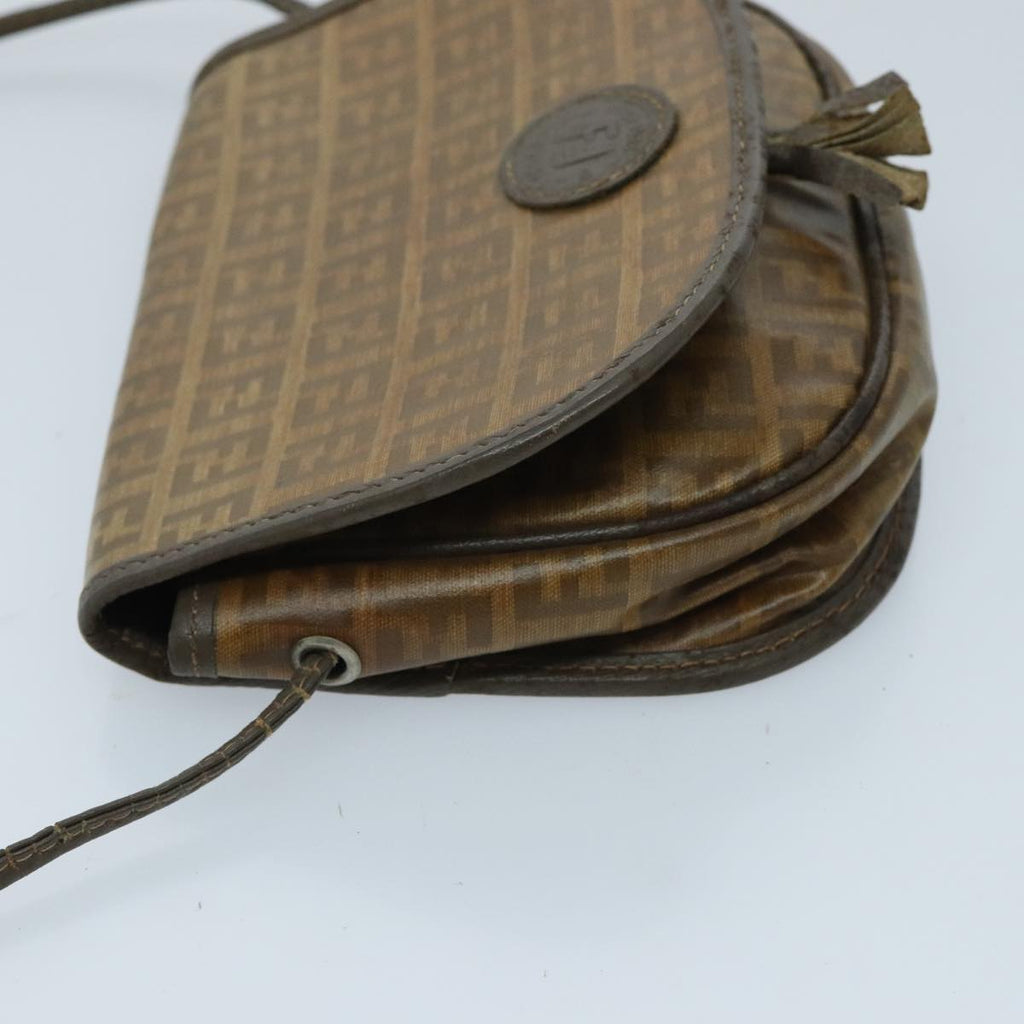 FENDI Zucchino Canvas Shoulder Bag Brown 96678