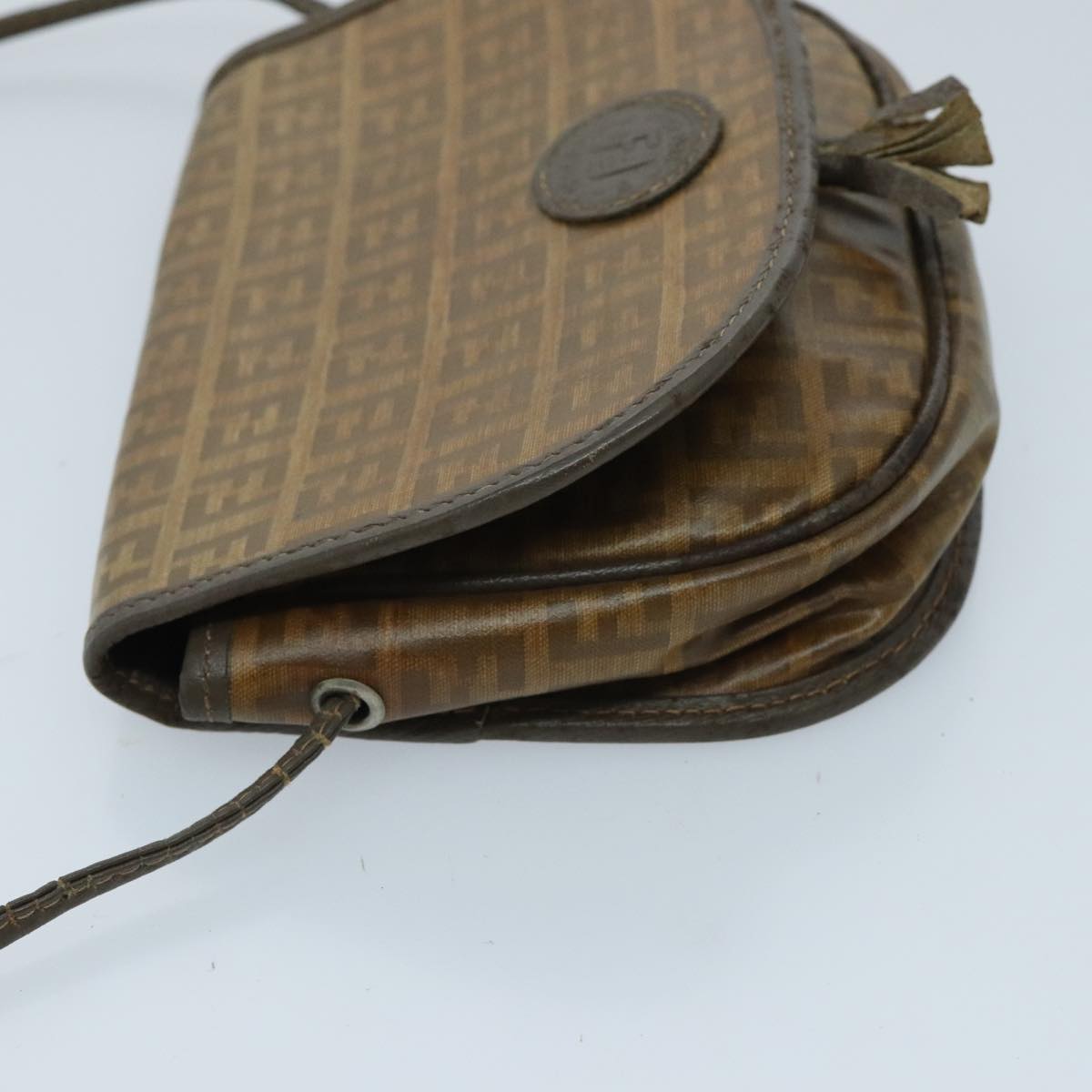 FENDI Zucchino Canvas Shoulder Bag Brown 96678