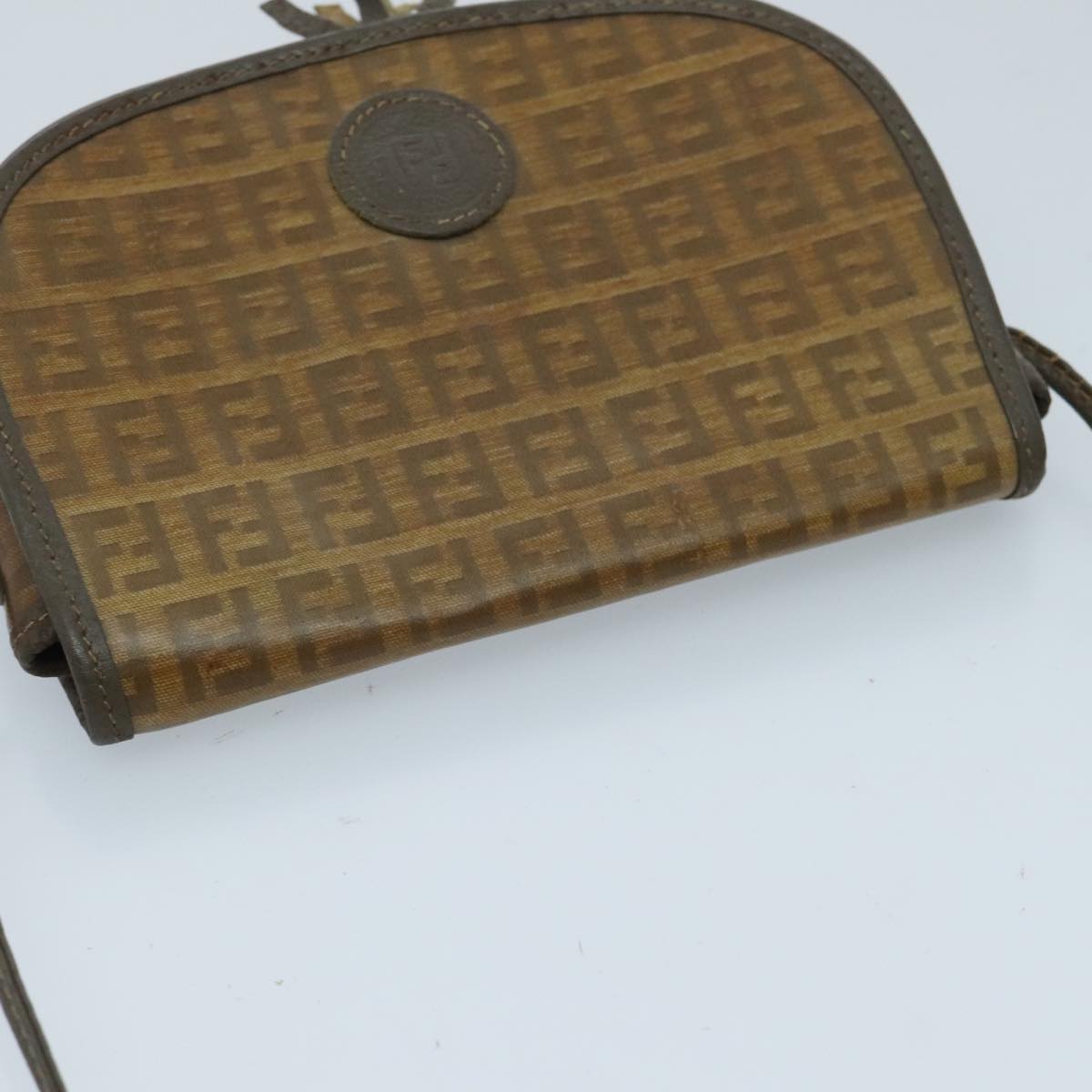 FENDI Zucchino Canvas Shoulder Bag Brown 96678