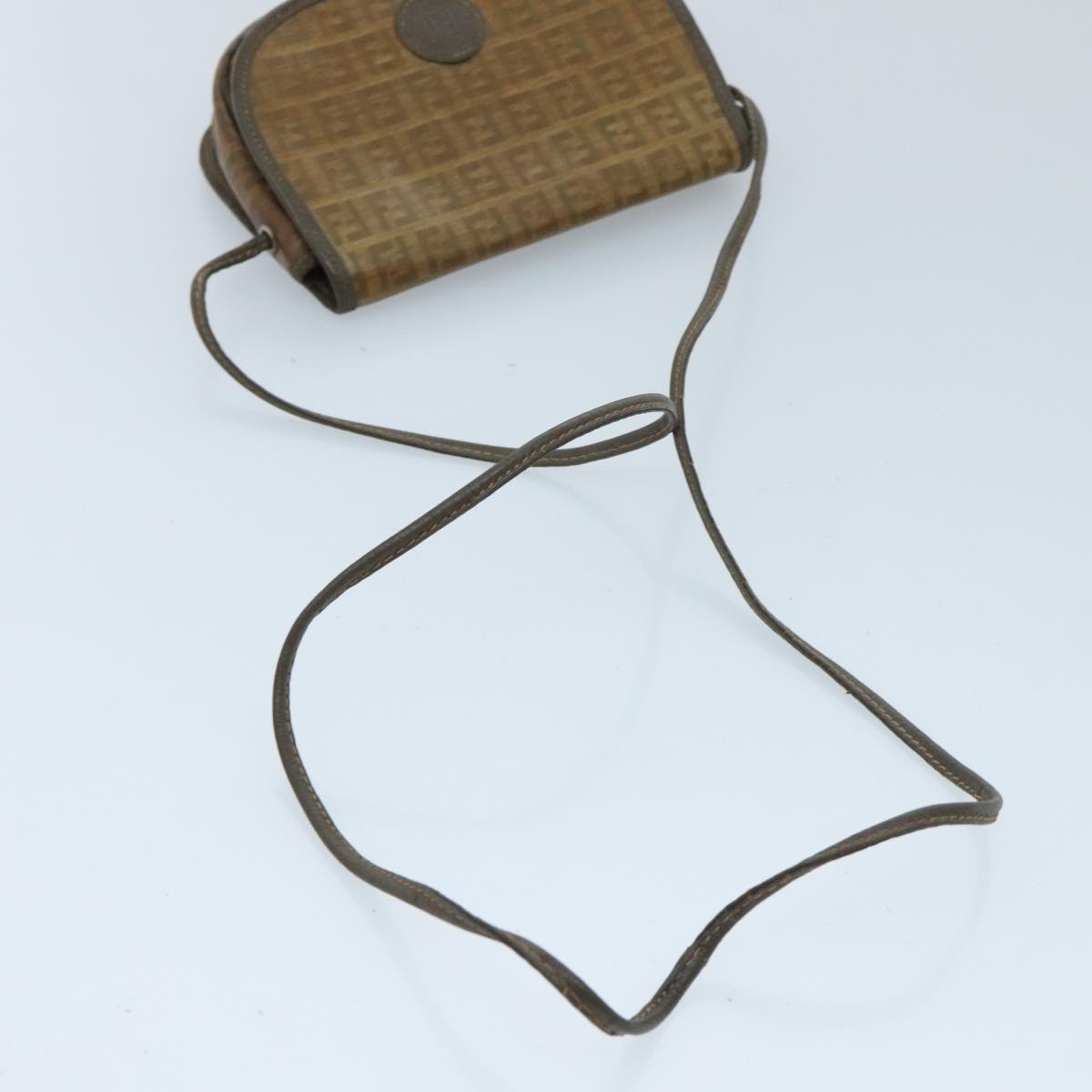 FENDI Zucchino Canvas Shoulder Bag Brown 96678