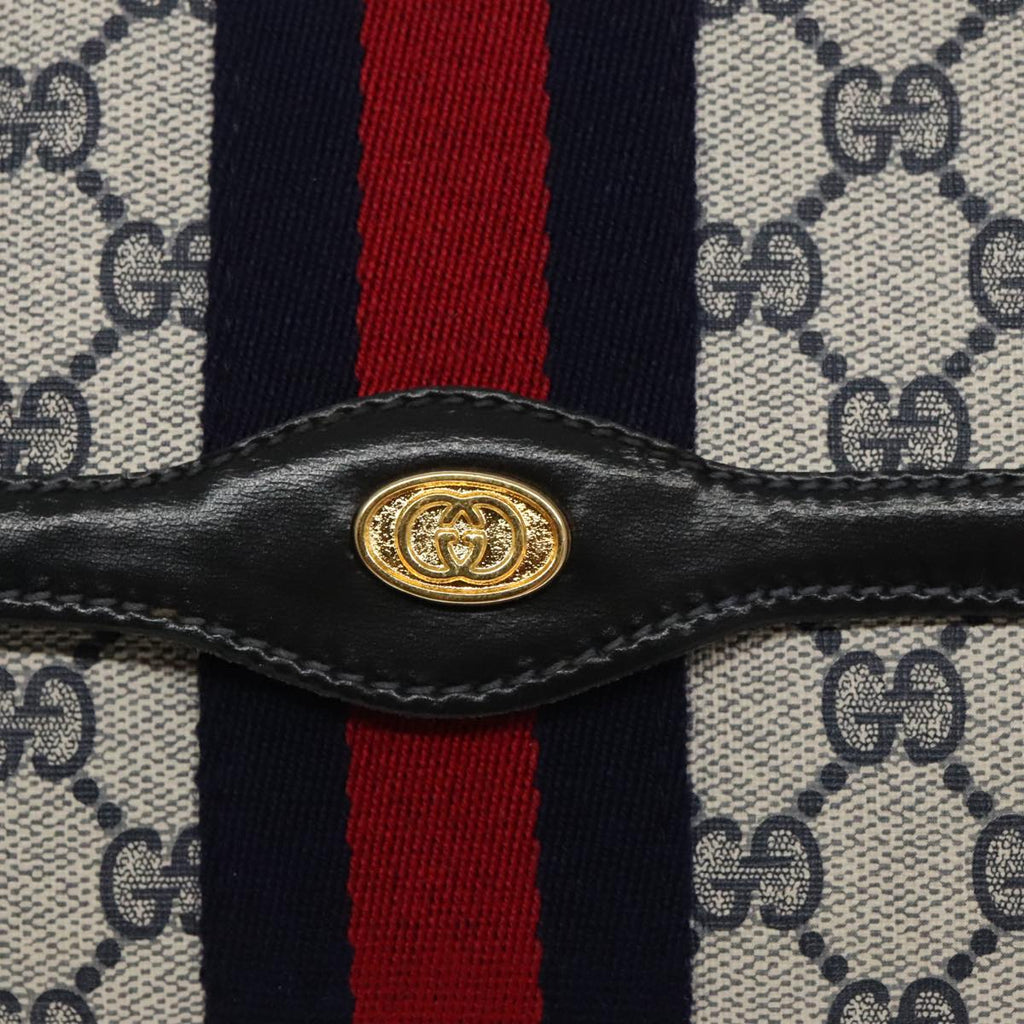 GUCCI GG Supreme Sherry Line Clutch Bag PVC Navy Red 67 014 3087 96744