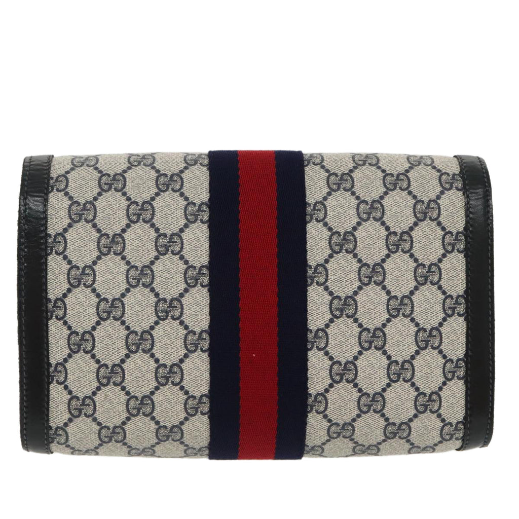 GUCCI GG Supreme Sherry Line Clutch Bag PVC Navy Red 67 014 3087 96744