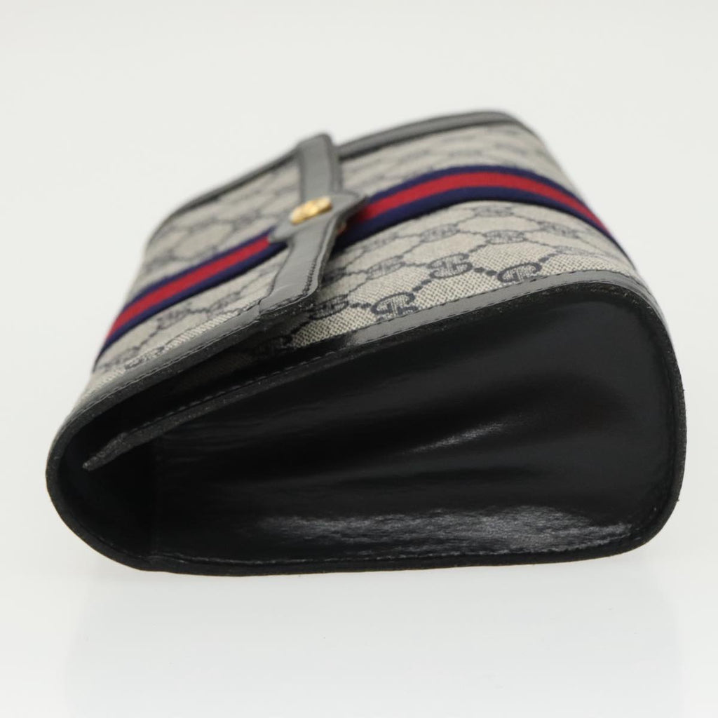 GUCCI GG Supreme Sherry Line Clutch Bag PVC Navy Red 67 014 3087 96744