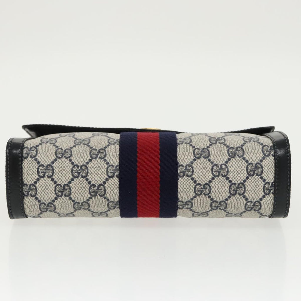 GUCCI GG Supreme Sherry Line Clutch Bag PVC Navy Red 67 014 3087 96744