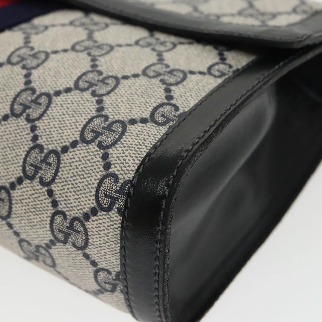 GUCCI GG Supreme Sherry Line Clutch Bag PVC Navy Red 67 014 3087 96744