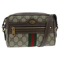 GUCCI GG Supreme Web Sherry Line Shoulder Bag PVC Beige Red 517350 96748