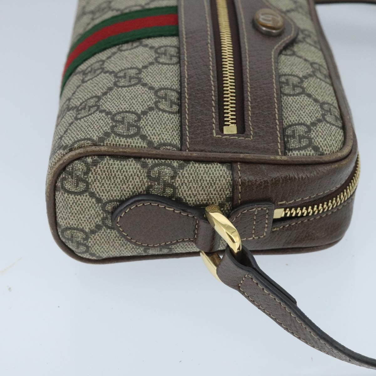 GUCCI GG Supreme Web Sherry Line Shoulder Bag PVC Beige Red 517350 96748