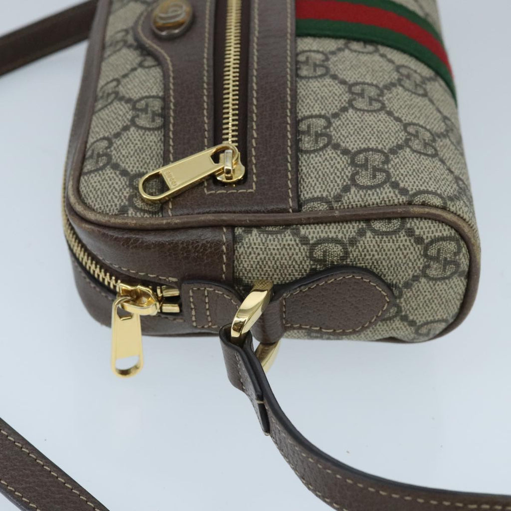 GUCCI GG Supreme Web Sherry Line Shoulder Bag PVC Beige Red 517350 96748