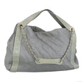 CHANEL Chain Shoulder Bag Leather 2way Gray Gold CC 96778