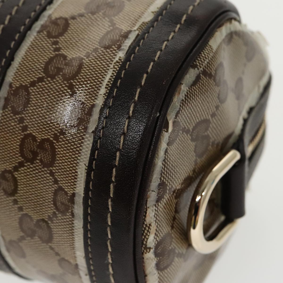 GUCCI GG Crystal Hand Bag Beige Gold 181485 96794