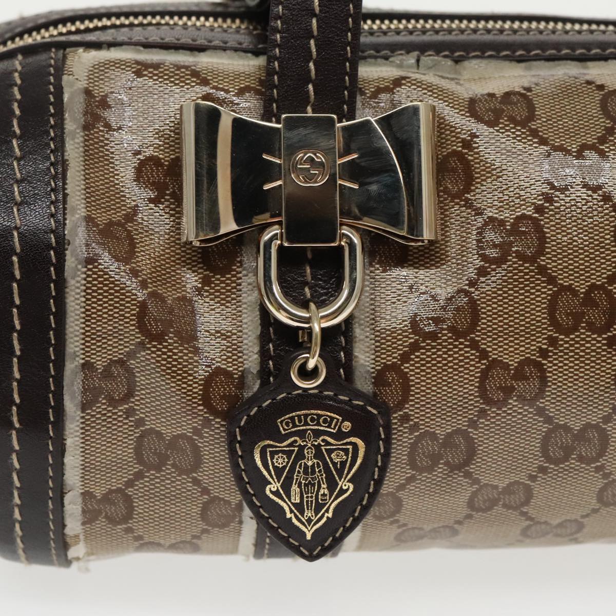 GUCCI GG Crystal Hand Bag Beige Gold 181485 96794