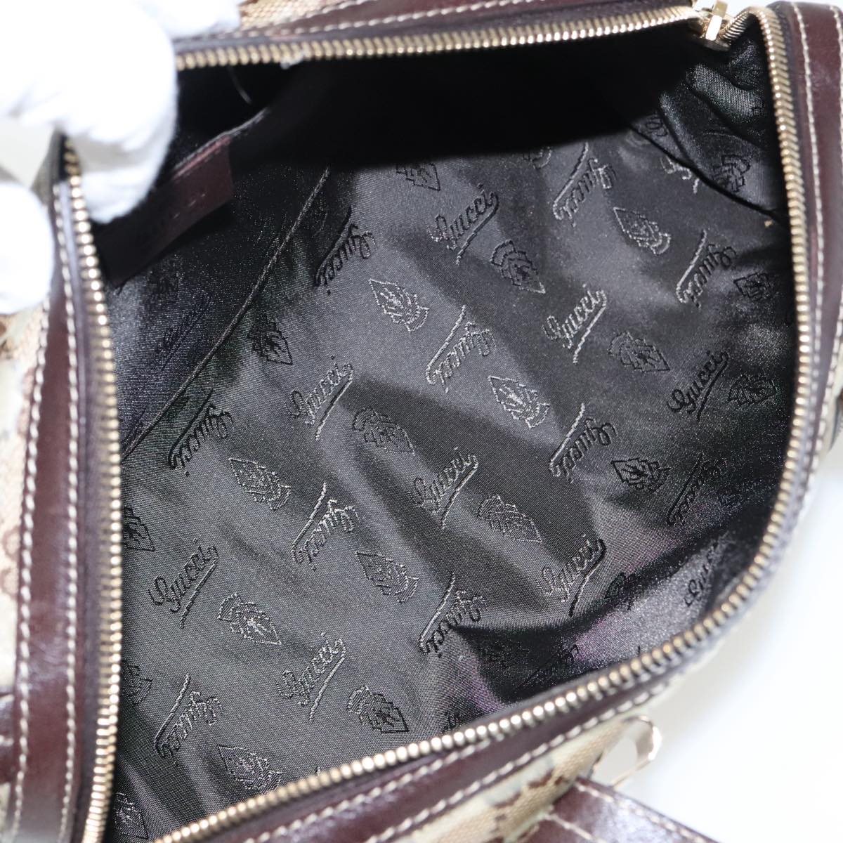 GUCCI GG Crystal Hand Bag Beige Gold 181485 96794