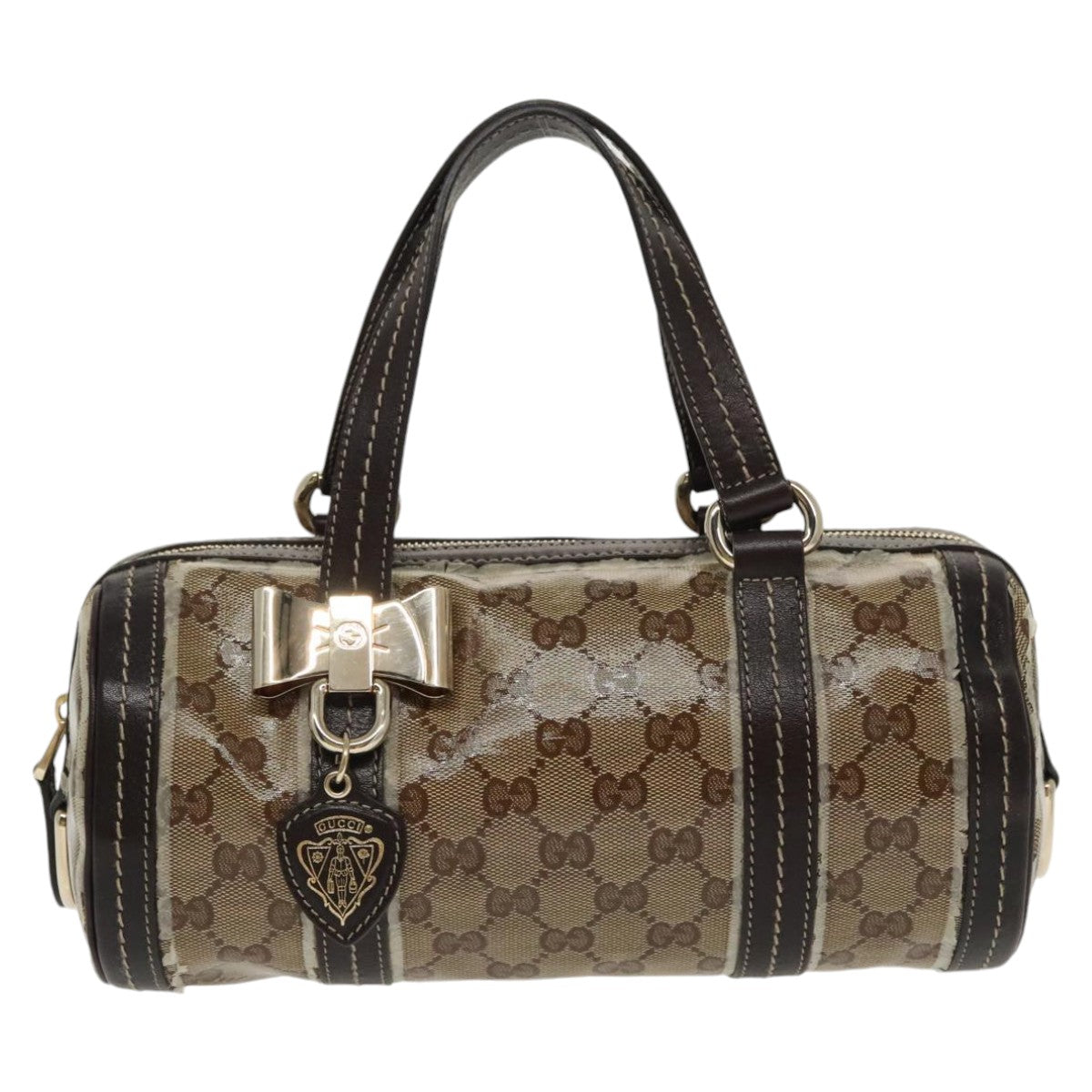 GUCCI GG Crystal Hand Bag Beige Gold 181485 96794