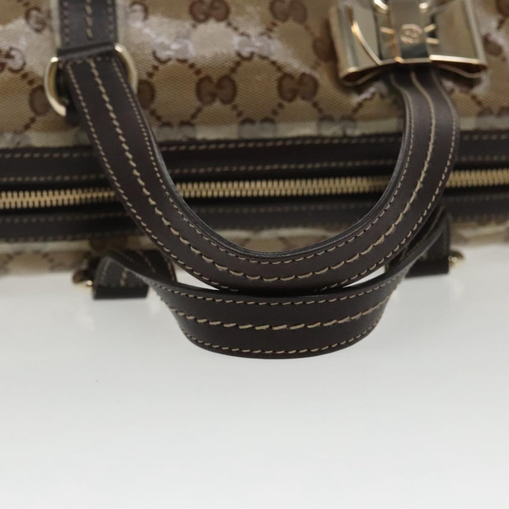 GUCCI GG Crystal Hand Bag Beige Gold 181485 96794