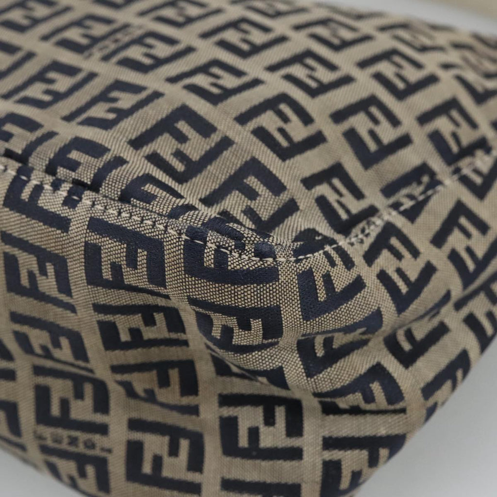 FENDI Zucchino Canvas Hand Bag Navy Silver 96939