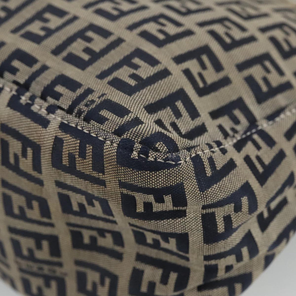 FENDI Zucchino Canvas Hand Bag Navy Silver 96939