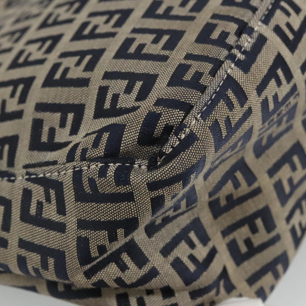FENDI Zucchino Canvas Hand Bag Navy Silver 96939