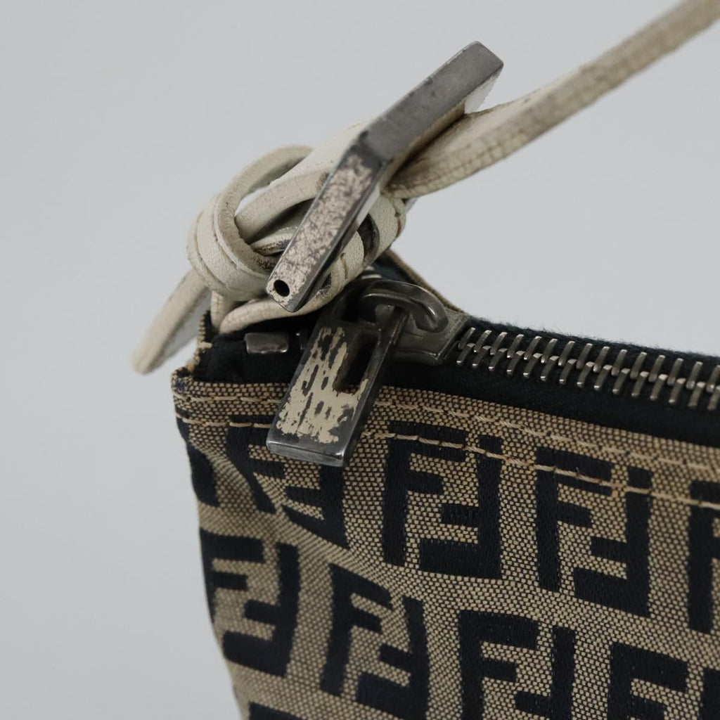FENDI Zucchino Canvas Hand Bag Navy Silver 96939