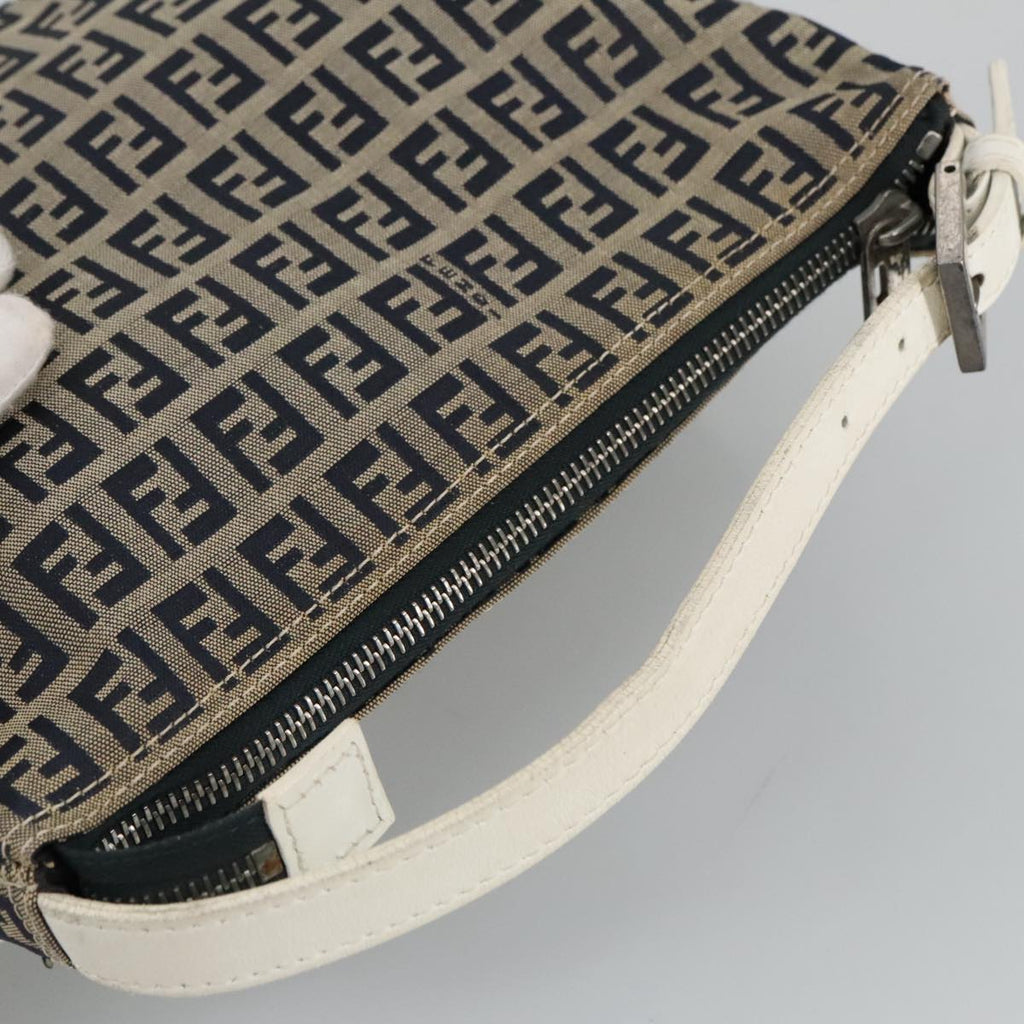 FENDI Zucchino Canvas Hand Bag Navy Silver 96939