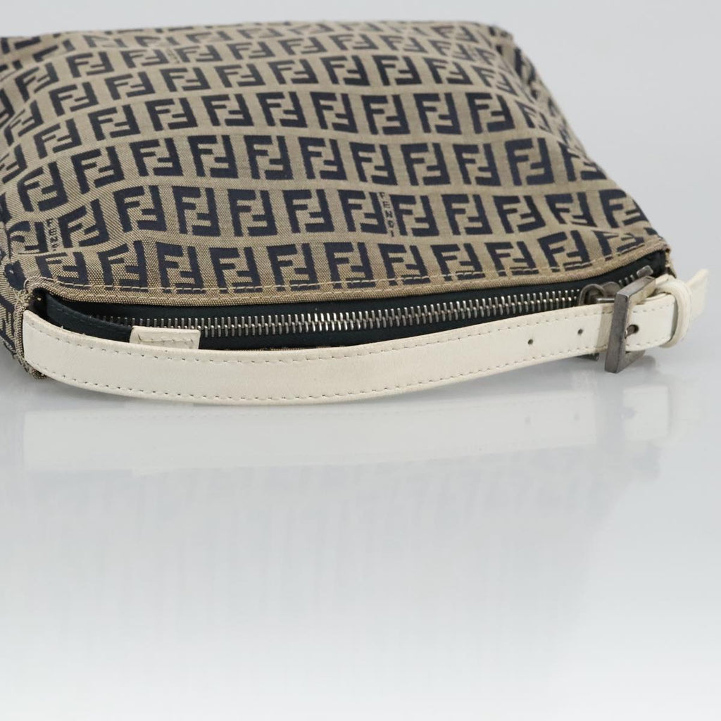FENDI Zucchino Canvas Hand Bag Navy Silver 96939