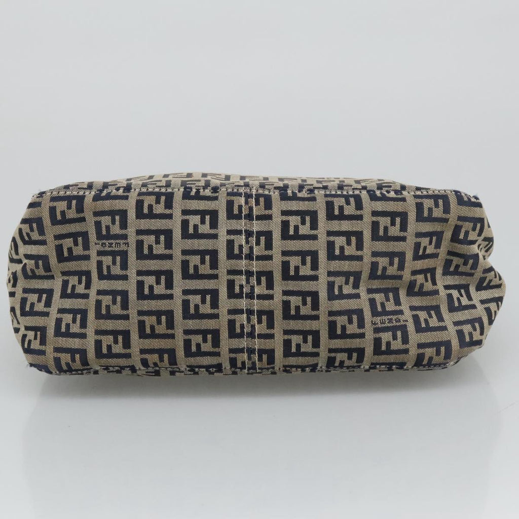 FENDI Zucchino Canvas Hand Bag Navy Silver 96939