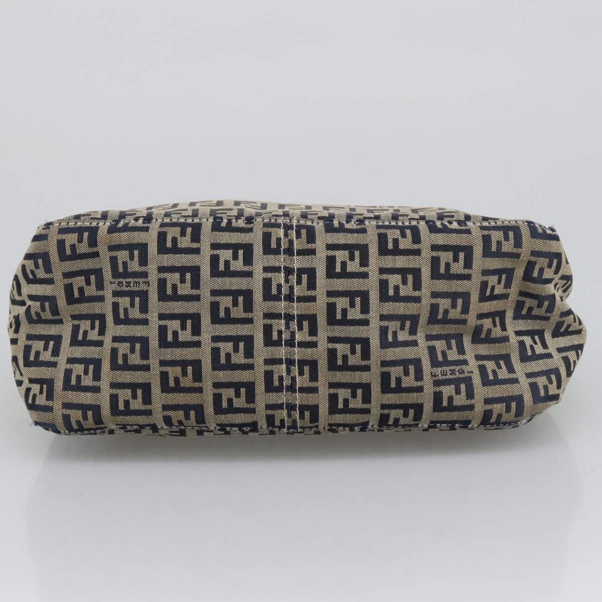 FENDI Zucchino Canvas Hand Bag Navy Silver 96939