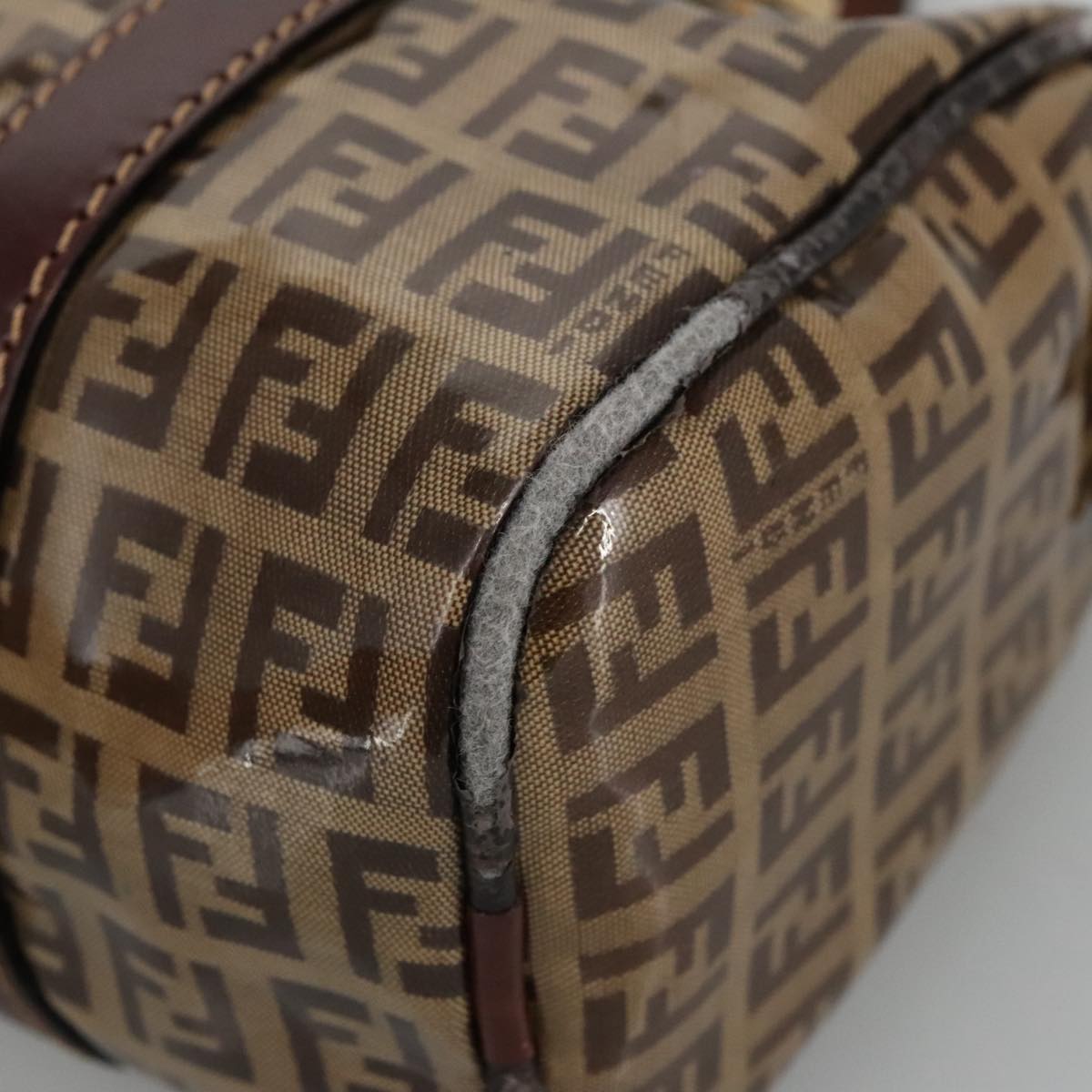 FENDI Zucchino Canvas Hand Bag Beige Gold 96946