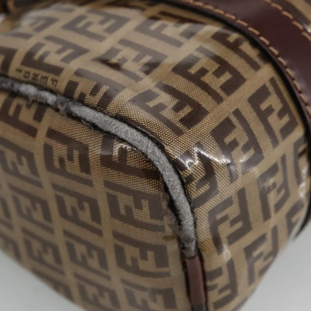 FENDI Zucchino Canvas Hand Bag Beige Gold 96946