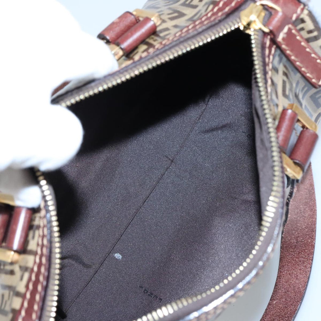 FENDI Zucchino Canvas Hand Bag Beige Gold 96946